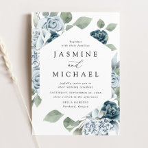 Casamento Elegante Quadro Floral Azul Poeirento