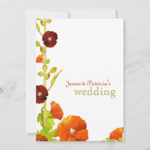 Convite Casamento Elegante Red Hollyhocks