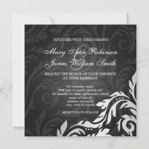 Convite Casamento Elegante Redemoinho Preto