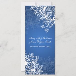 Convite Casamento Elegante Redemoinhos Vintage Azul