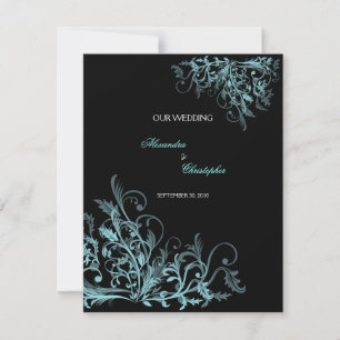 Convite Casamento Elegante Retro com Redemoinho de Flor Tu