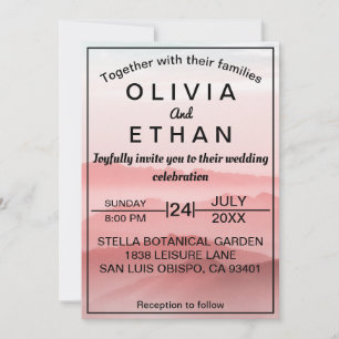 Convite Casamento Elegante Romântico Abstrato Chic Montanh