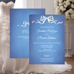 Convite Casamento Elegante Romântico com Fita Branca