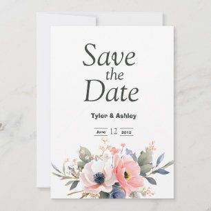 Convite Casamento Elegante Rosa Boho e Rosa Vermelha