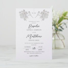 Convite Casamento Elegante Rosa Branca e Preto