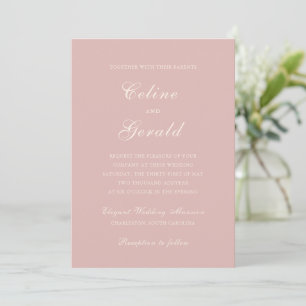 Convite Casamento Elegante Rosa Clássico