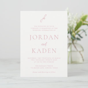 Convite Casamento Elegante Rosa Jordan