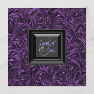 Convite Casamento Elegante Roxo e Preto