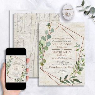 Convite Casamento Elegante Russo de Verde-Cobre