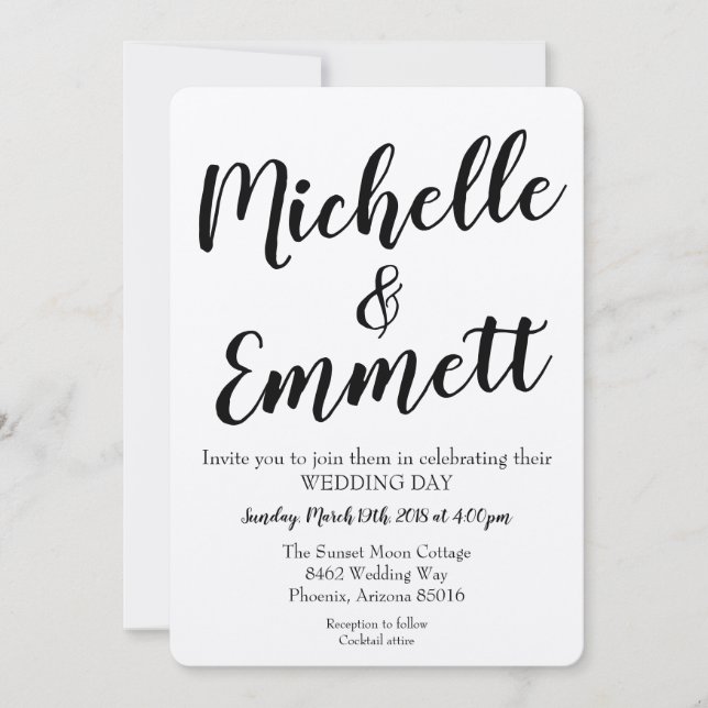 Convite Casamento Elegante Rustic Kraft Script Caligrafia (Frente)