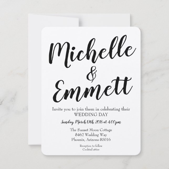Convite Casamento Elegante Rustic Kraft - Script de Caligr (Frente)