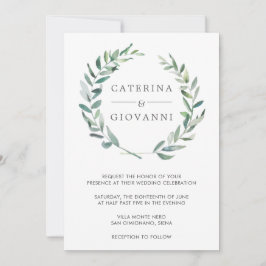 Convite Casamento Elegante Rustic Wreath Greenery