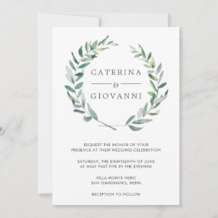 Convite Casamento Elegante Rustic Wreath Greenery