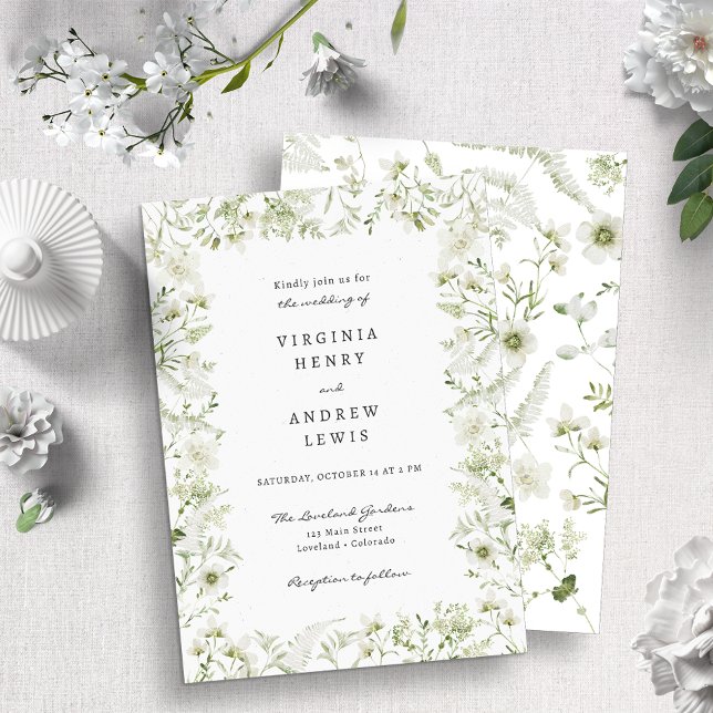 Convite Casamento Elegante Rústico Boho com Verde (Criador carregado)