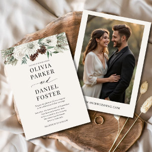 Convite Casamento Elegante Rustico de Foto de inverno Ever