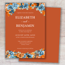 Casamento Elegante Rústico Floral Azul Terracota