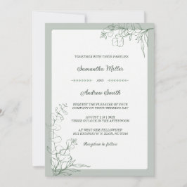 Convite Casamento Elegante Sage Green