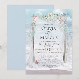 Convite Casamento Elegante "Seaside Driftwood Tulle Arbor