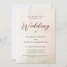 Convite Casamento Elegante Sepia Por Aquarela Costeira