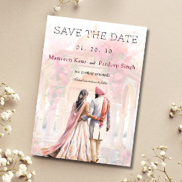 Convite Casamento Elegante Sikh Salve a modelo de data