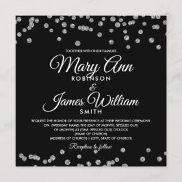 Convite Casamento Elegante Silver Faux Glitter Confetti Pr