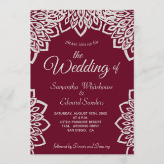 Convite Casamento Elegante Silver Glitter Burgundy
