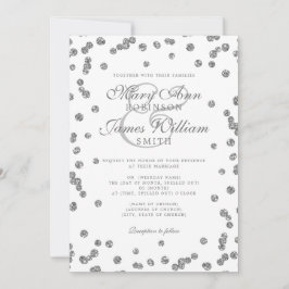 Convite Casamento Elegante Silver Glitter Confetti