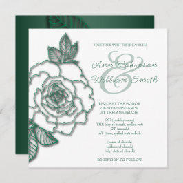 Convite Casamento Elegante Silver Verde Emerald
