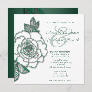 Convite Casamento Elegante Silver Verde Emerald
