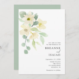 Convite Casamento Elegante Simple Watercolor Greenery |