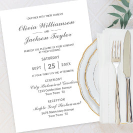 Convite Casamento Elegante Simples Branco Cinza
