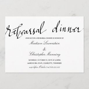 Convite Casamento elegante simples da tipografia do jantar