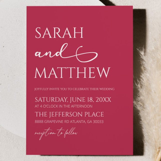 Convite Casamento Elegante Simples da Viva Magenta (Criador carregado)