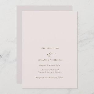 Convite Casamento Elegante Simples de Blush Dourado Chic M
