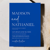 Casamento Elegante Simples de Cobalto Azul Minimal