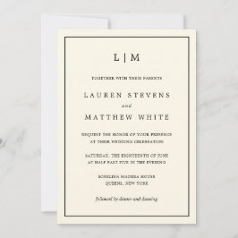 Convite Casamento Elegante Simples De Creme Monograma