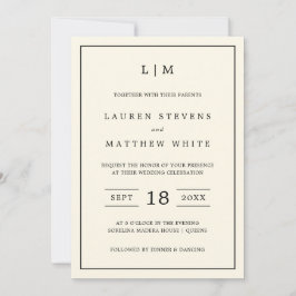 Convite Casamento Elegante Simples De Creme Monograma