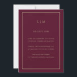 Convite Casamento Elegante Simples de Monograma da Borgonh<br><div class="desc">Simples convite de casamento com um design moderno, mas elegante, com seu monograma de duas letras no topo e seus detalhes cercados por uma fina fronteira. As fontes e as cores de fundo podem ser alteradas para qualquer cor desejada clicando no botão "personalizar". Um design chic e na moda que...</div>