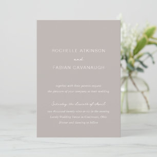 Convite Casamento Elegante Simples Taupe