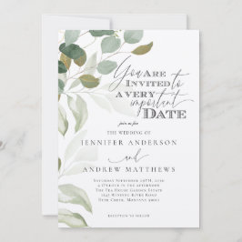 Convite Casamento Elegante Suculento com Verde de Eucalipt