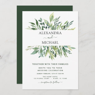 Convite Casamento Elegante Suculento Eucalyptus Greenery