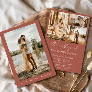 Convite Casamento Elegante Terracotta Minimalista