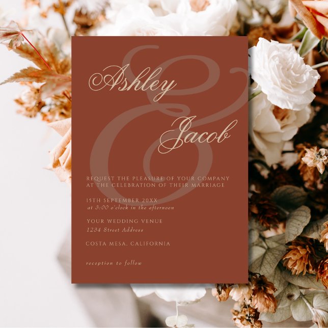 Convite Casamento Elegante Terracotta Minimalista (Criador carregado)