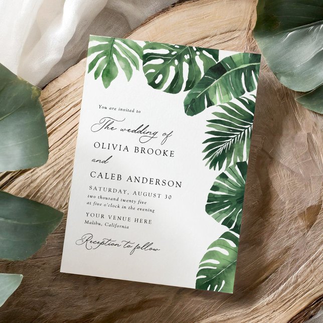 Convite Casamento Elegante Tropical Greenery (Criador carregado)