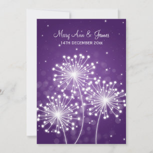 Convite Casamento Elegante Verão Brilho Roxo