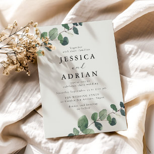Convite Casamento Elegante Verde de Leafy Sage