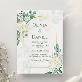 Convite Casamento Elegante Verde e Branco