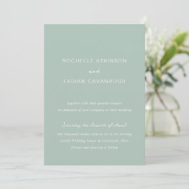 Convite Casamento Elegante Verde Simples Muted