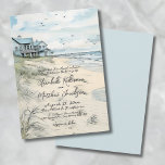 Convite Casamento Elegante Vintage Coastal Beach<br><div class="desc">Vintage Convocação de Casamento de Praia Costeira. Prepare o humor para sua celebração à beira-mar com um charmoso design de aquarela em uma paleta mutada de azul lacrimogêneo, bronzeado e verde. O pano de fundo captura uma angustiada cena costeira com leves ondas oceânicas, costas arenosas macios espalhadas com capim-do-mar, e...</div>
