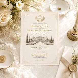 Convite Casamento Elegante Vintage Old Money